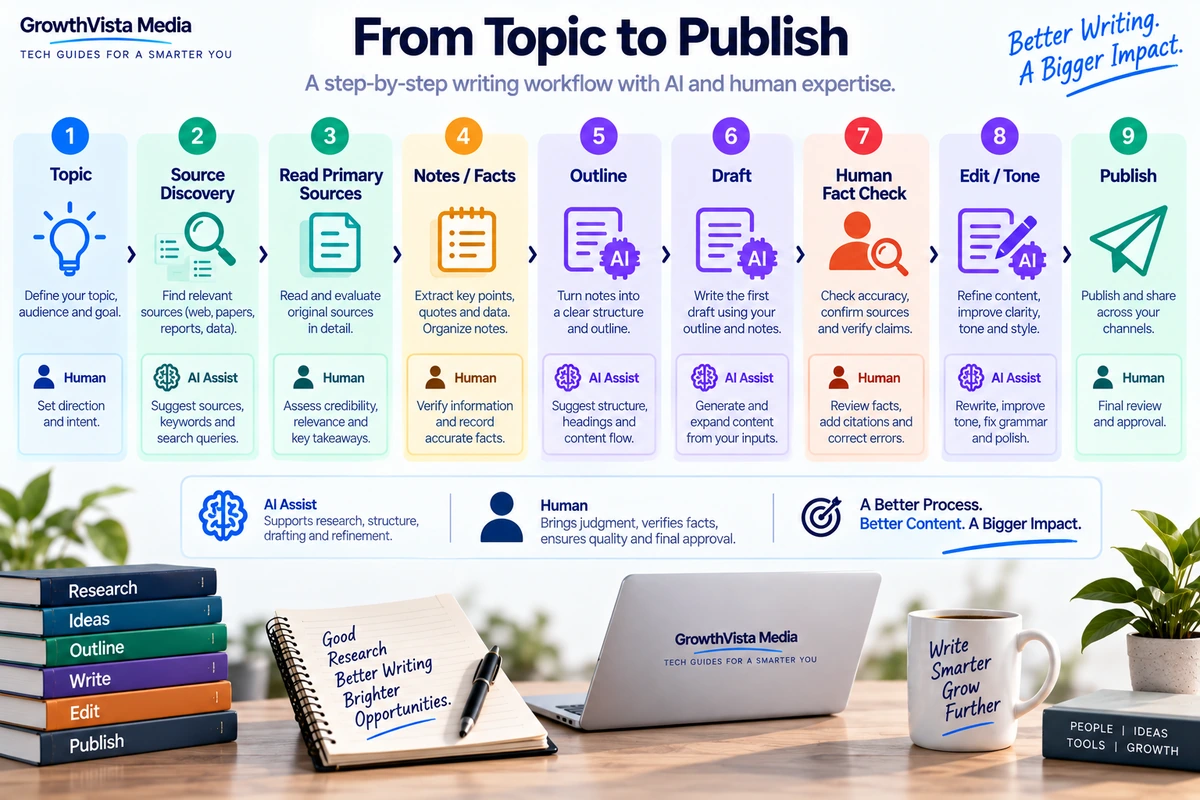 AI writing research to publish workflow