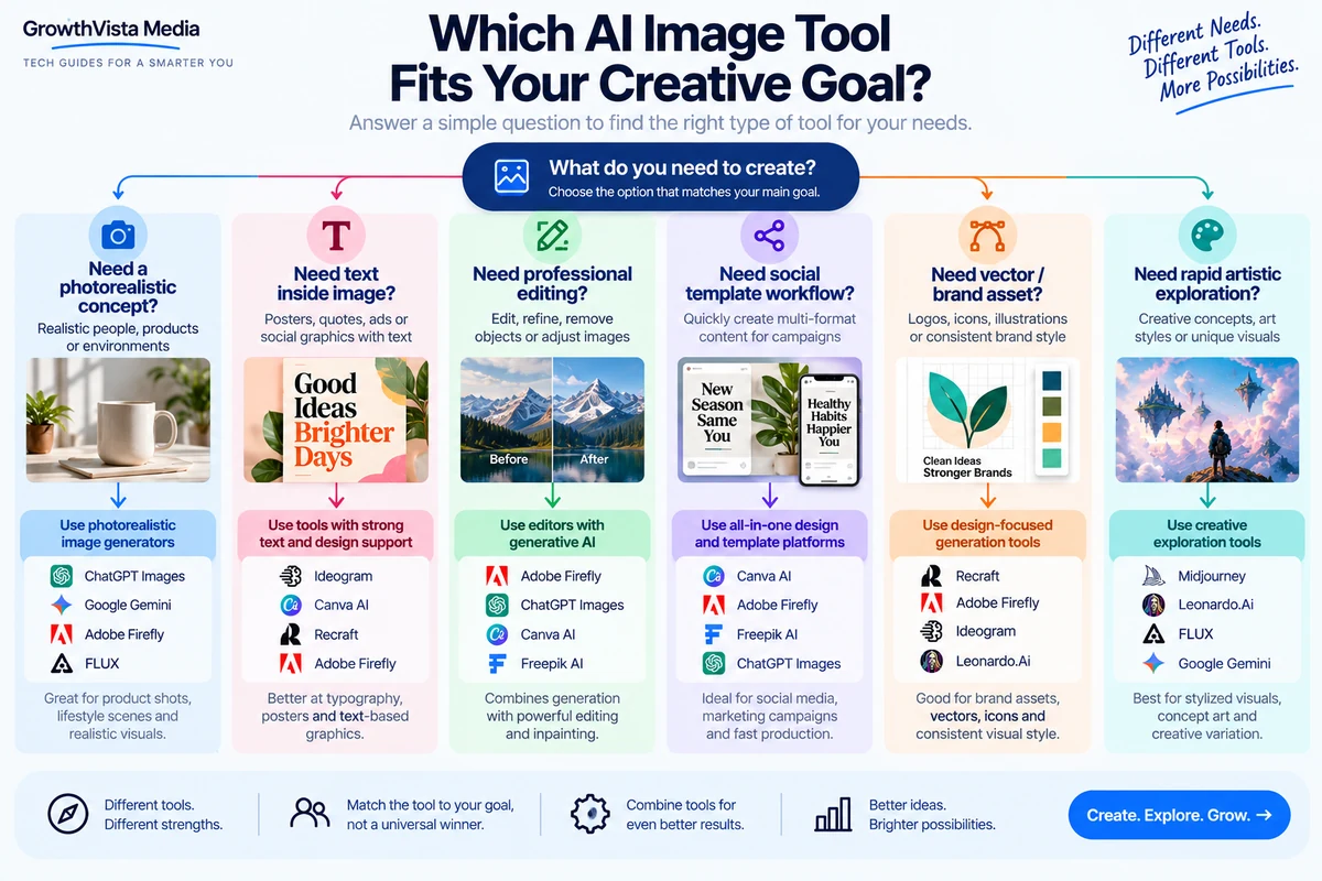 Choose an AI image generator by creative job