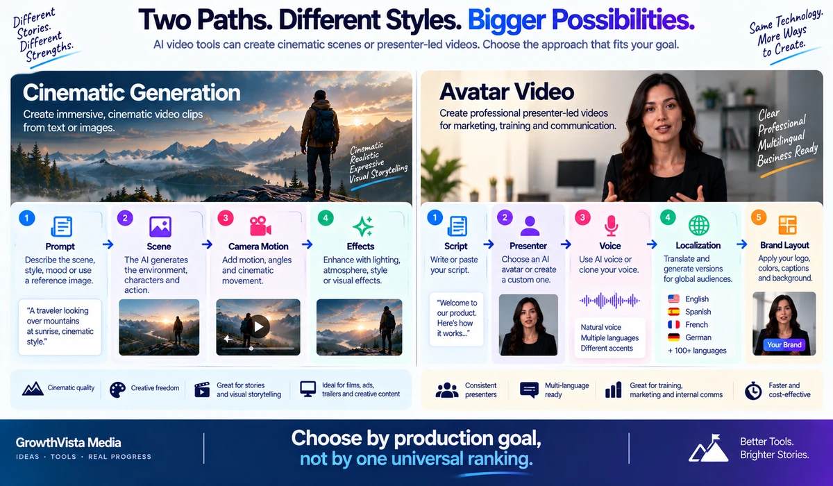Best AI video generators for cinematic generation versus avatar video
