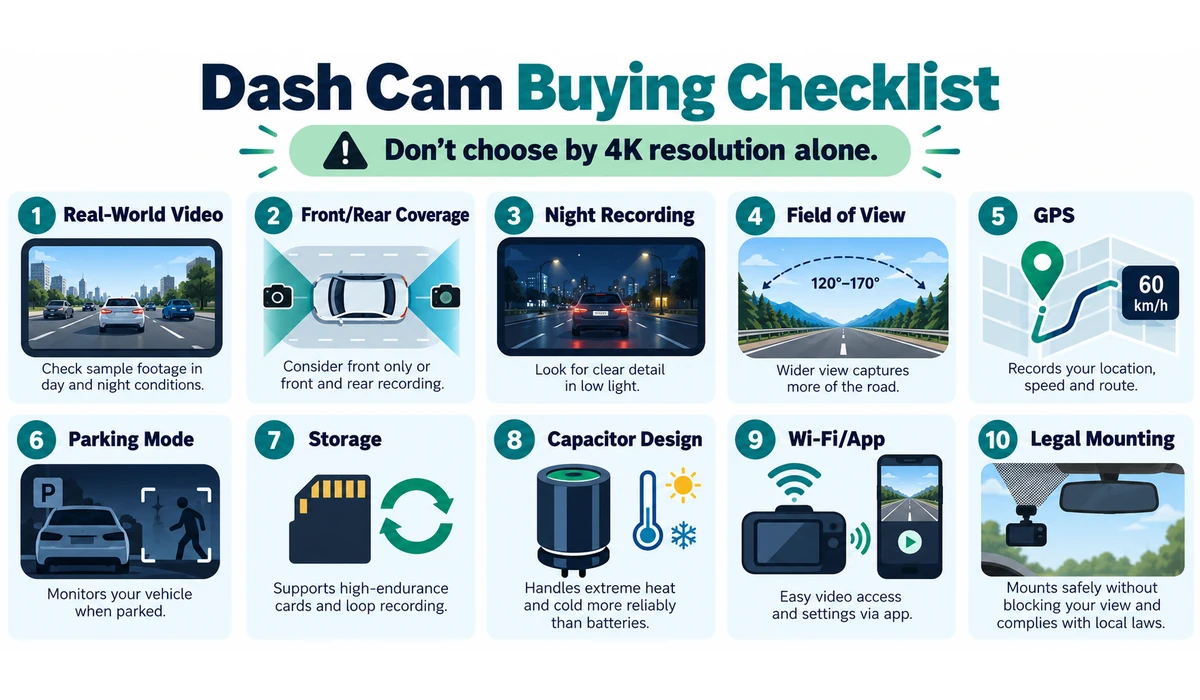 Dash cam buying checklist for cars