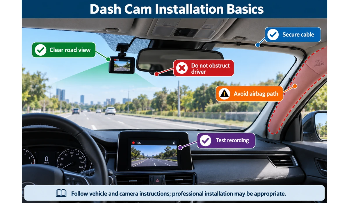 Dash cam windshield installation and cable routing guide