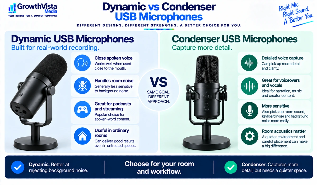 Dynamic vs condenser USB microphone comparison