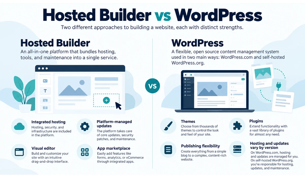Hosted website builder vs WordPress comparison