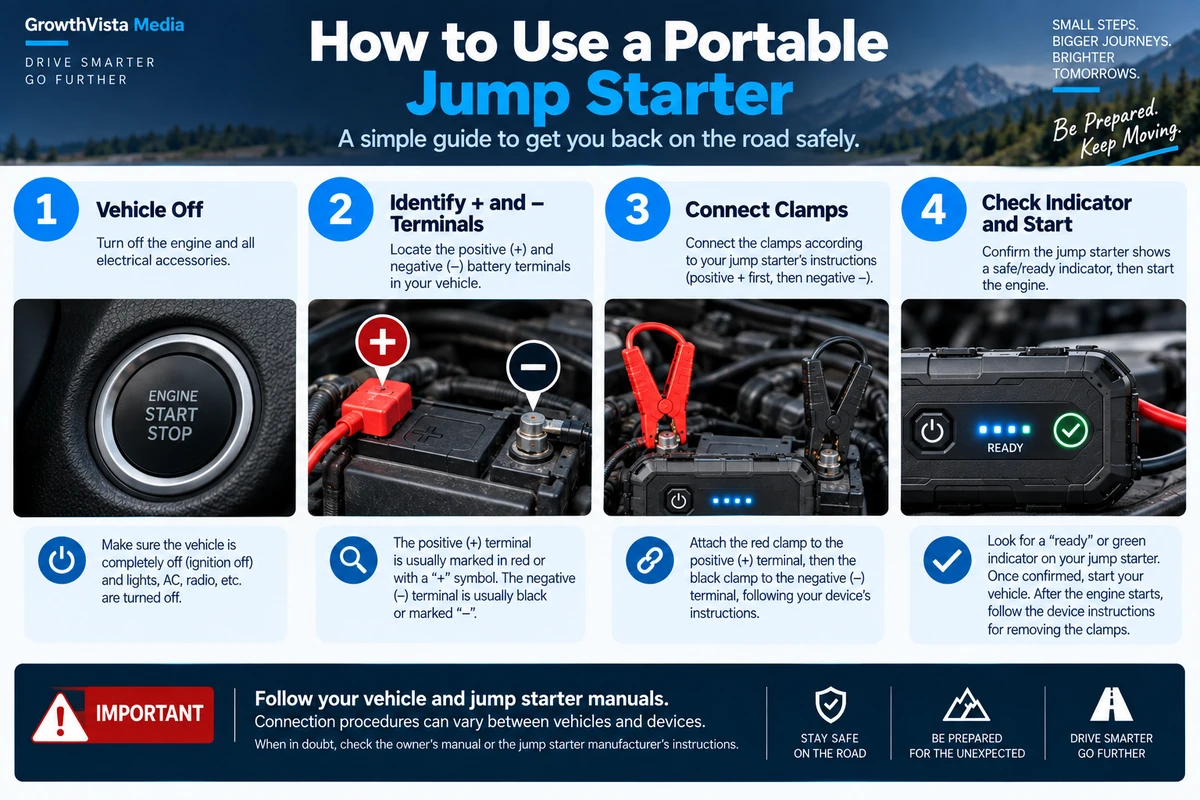 how to use a portable jump starter safely