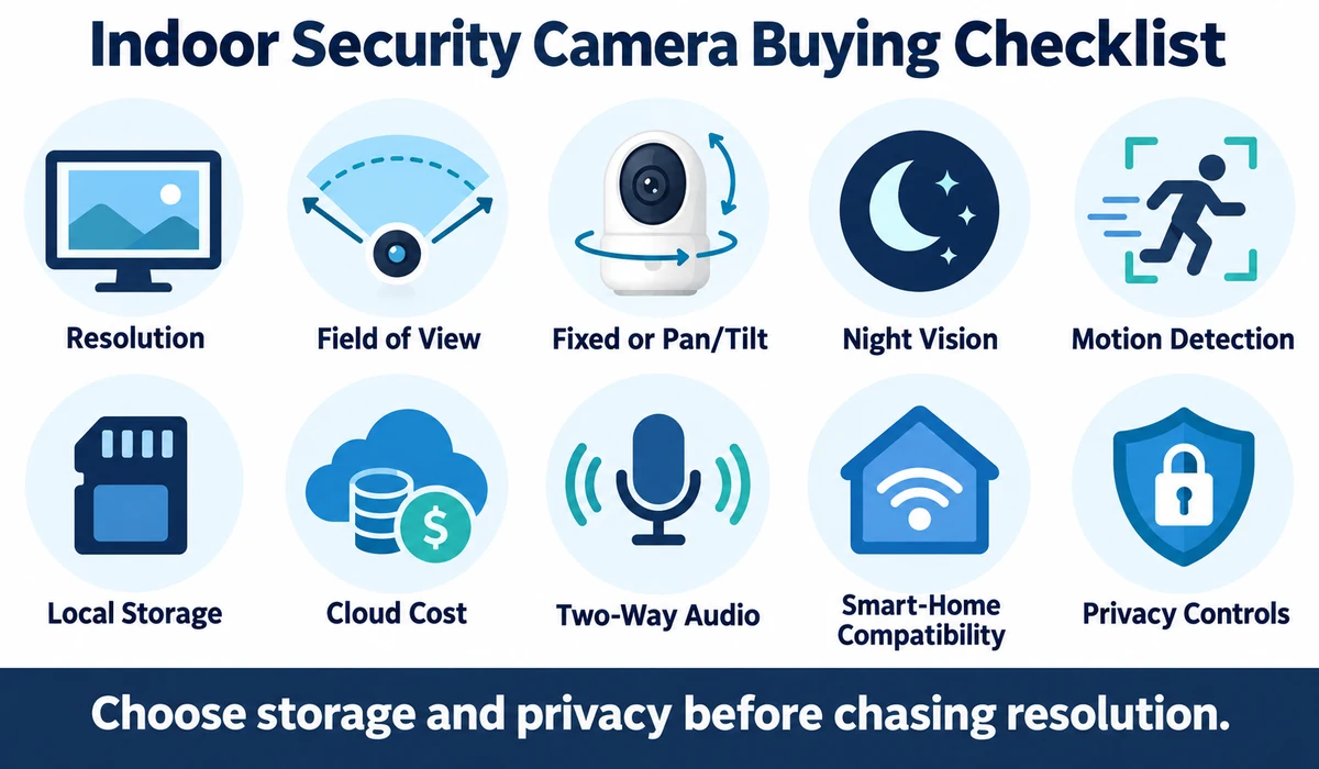 Indoor security camera buying checklist for home monitoring