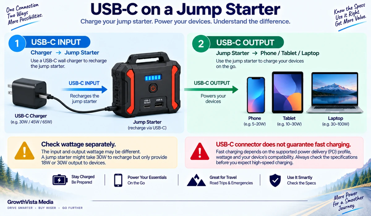 Portable jump starter USB-C input and output buying guide