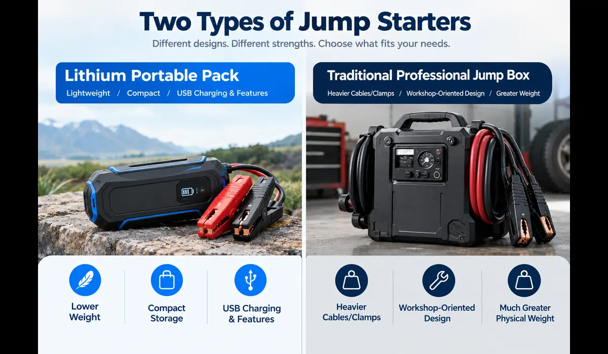 Lithium versus professional truck jump starter comparison