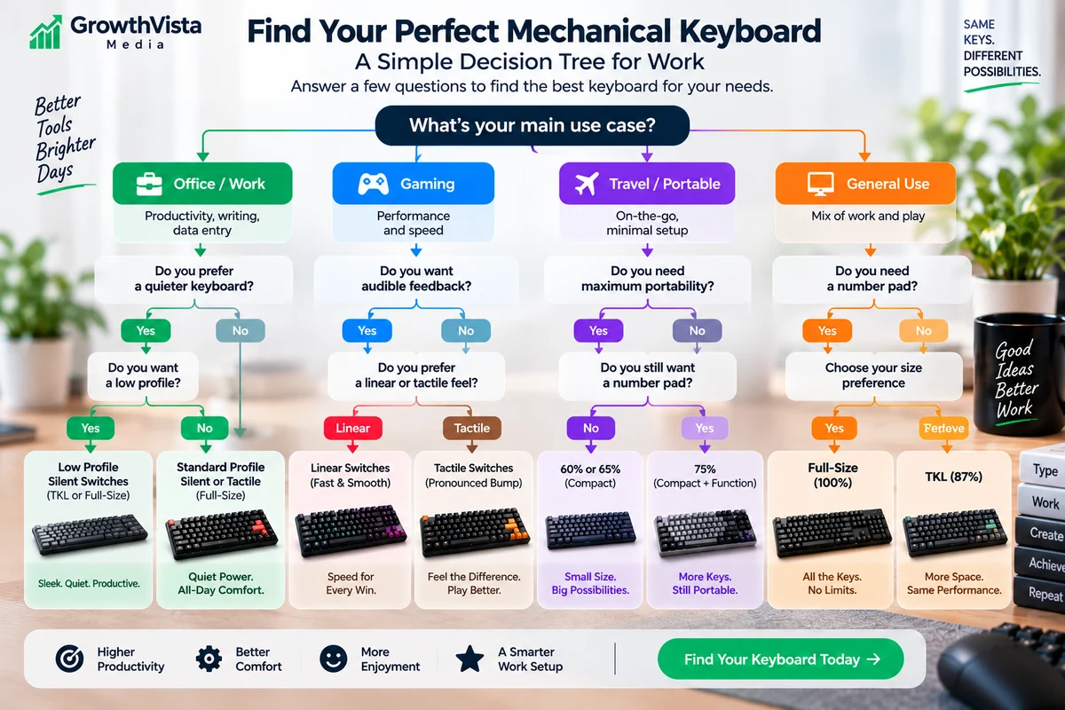 Mechanical keyboard decision tree for choosing a work keyboard