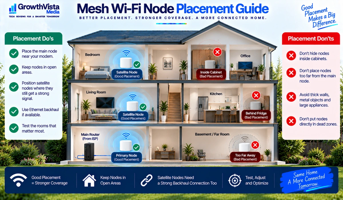 Mesh Wi-Fi node placement guide for a large home
