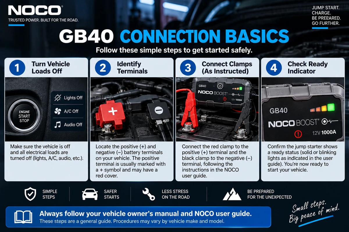 NOCO GB40 safe connection basics guide