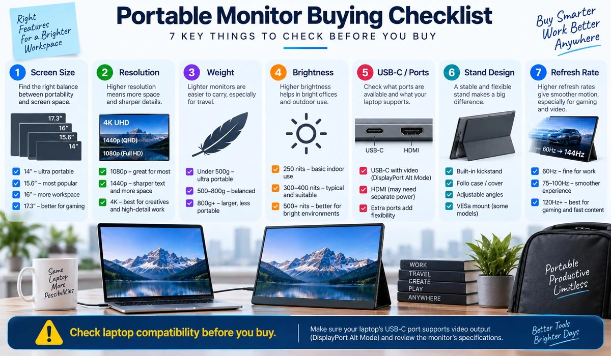 Portable monitor buying guide checklist