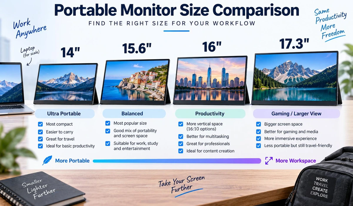 Portable monitor size comparison for laptop users