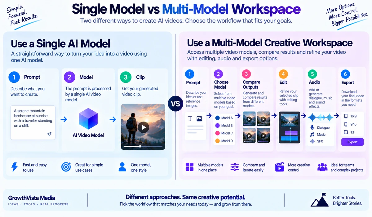 Single model versus multi-model AI video workspace