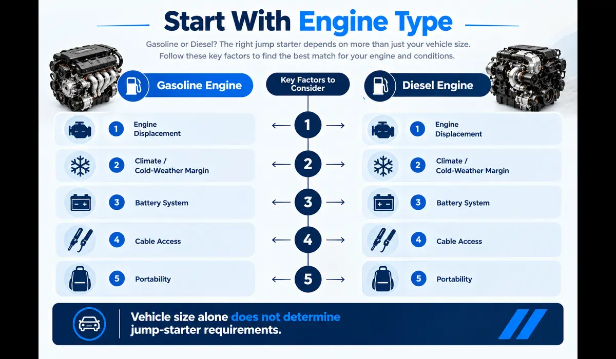 Gas versus diesel selection guide for the best jump starter for trucks