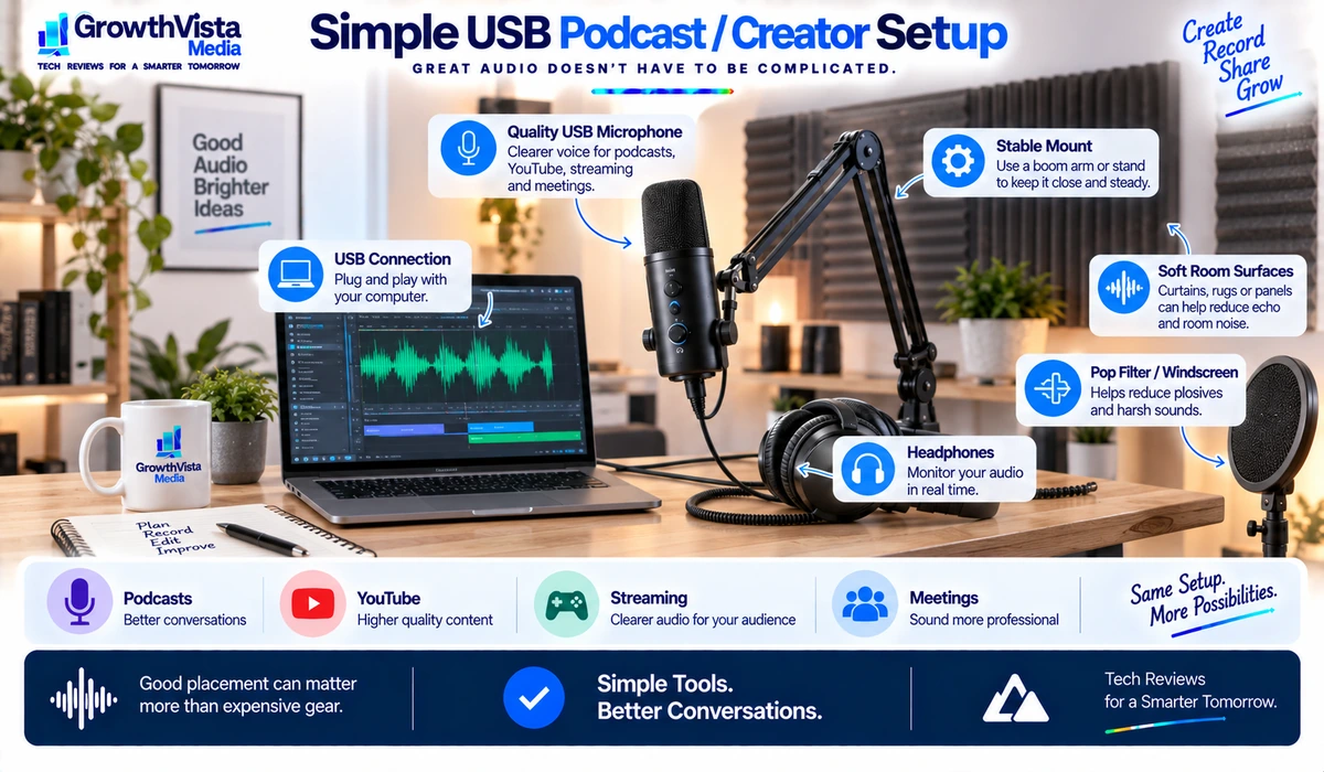 Simple USB microphone podcast and creator setup
