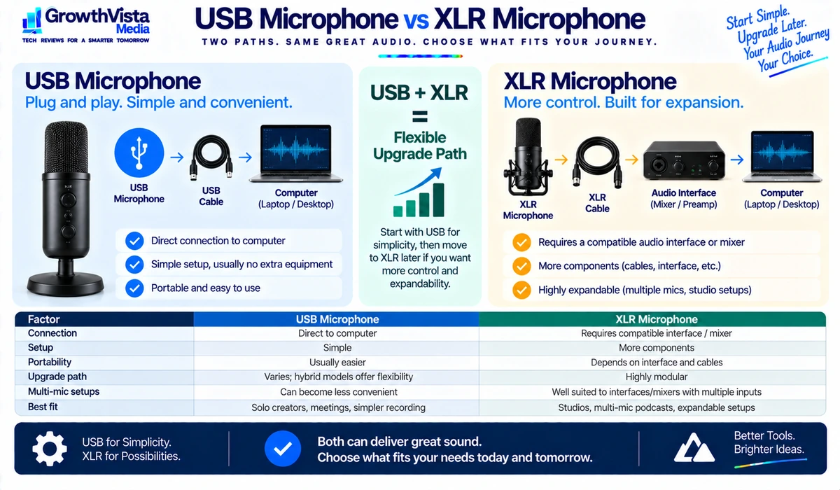 USB microphone vs XLR microphone setup comparison