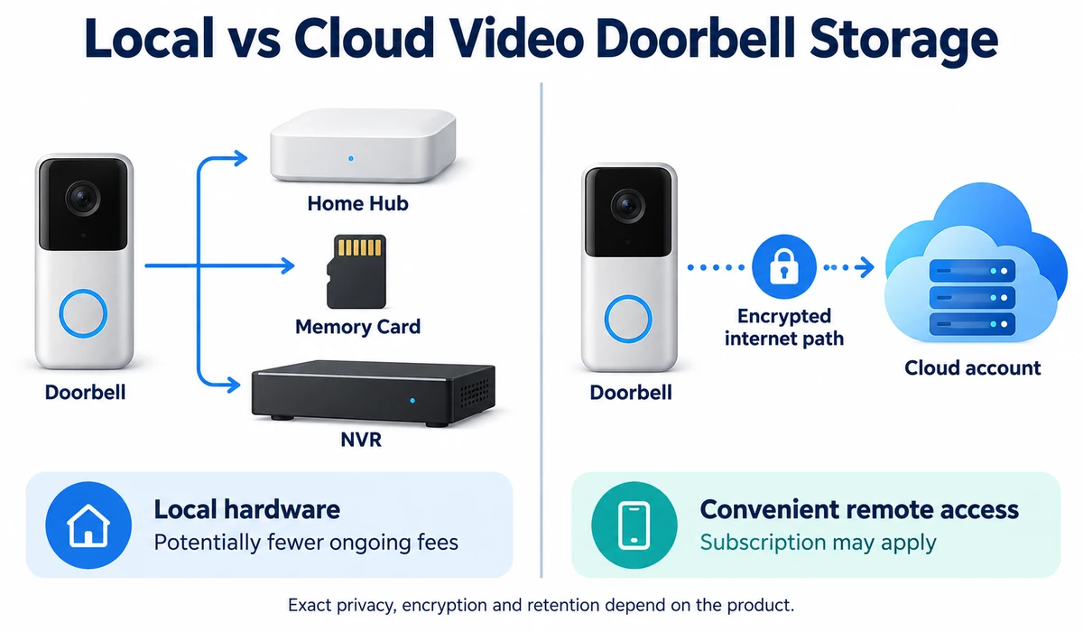 Video doorbell local storage vs cloud storage comparison