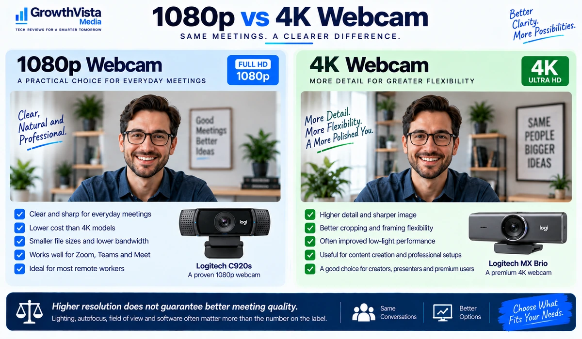 1080p vs 4K webcam comparison for video meetings