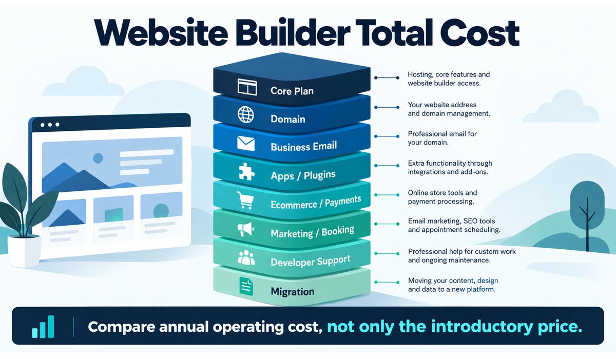 Small business website builder total cost factors