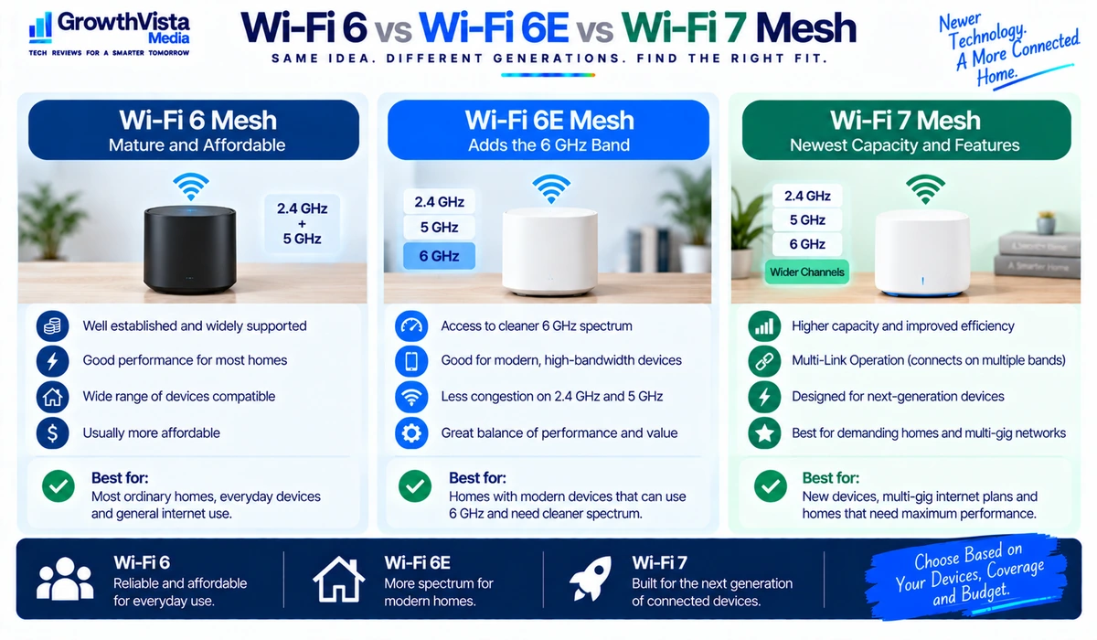 Wi-Fi 7 vs Wi-Fi 6E vs Wi-Fi 6 mesh comparison