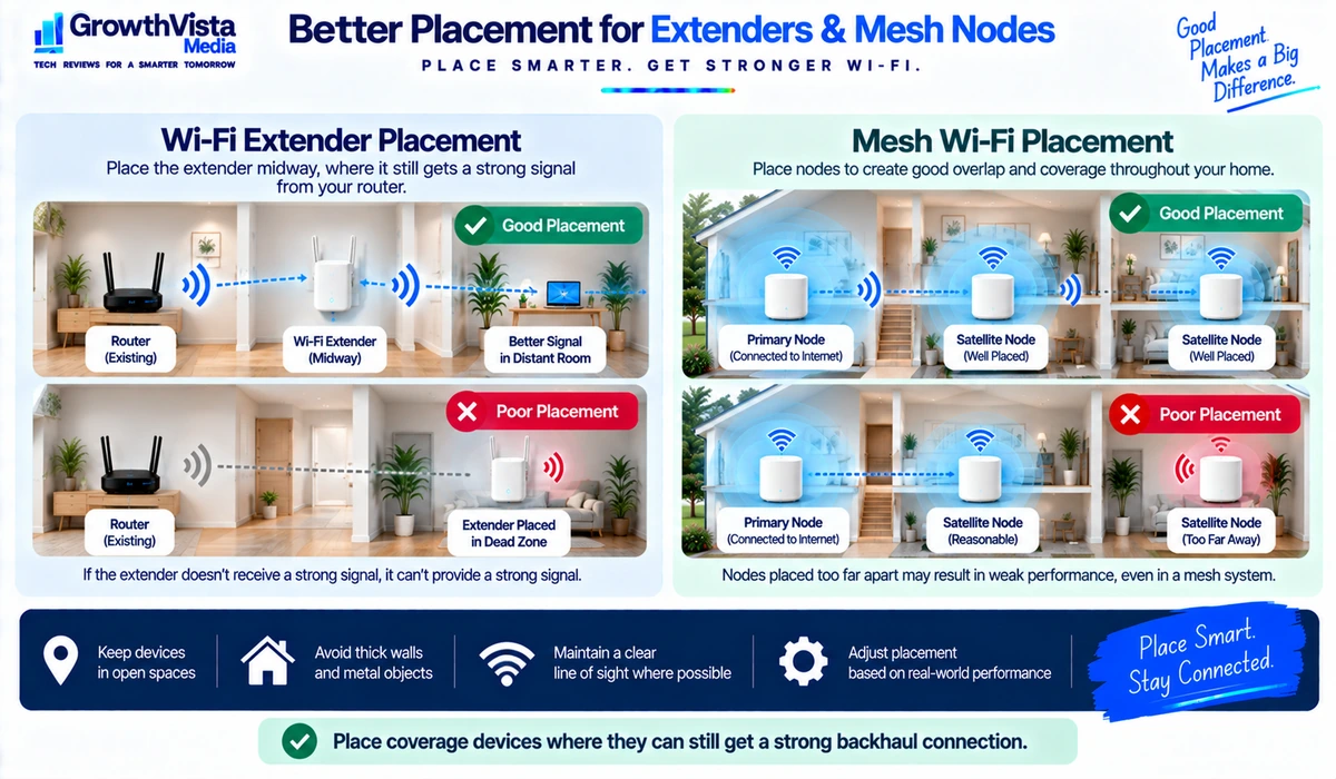 Wi-Fi extender and mesh node placement guide