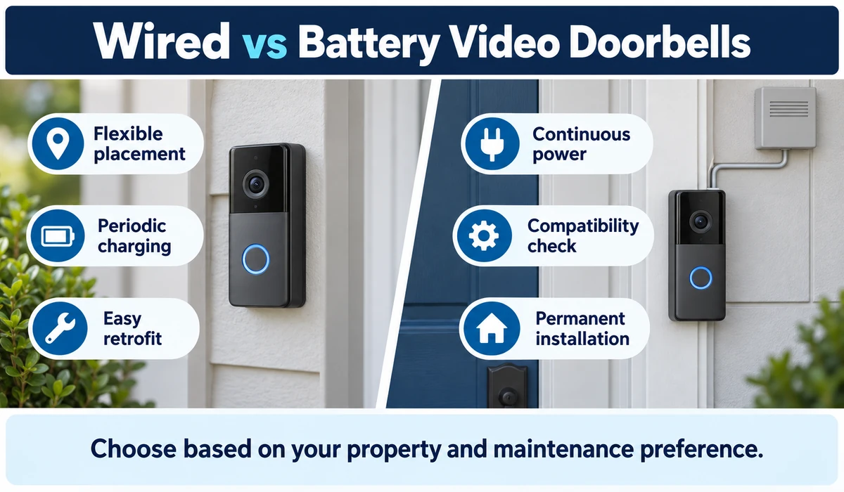 Wired vs battery video doorbell comparison
