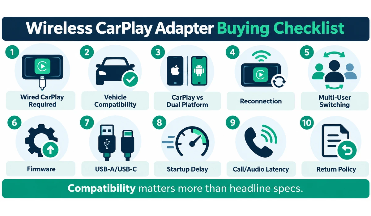 Wireless CarPlay adapter buying checklist