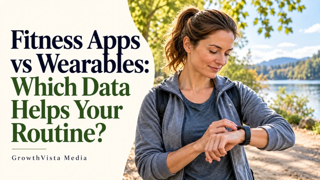 Fitness Apps vs Wearables: Which Data Helps Your Routine?: title over an editorial scene