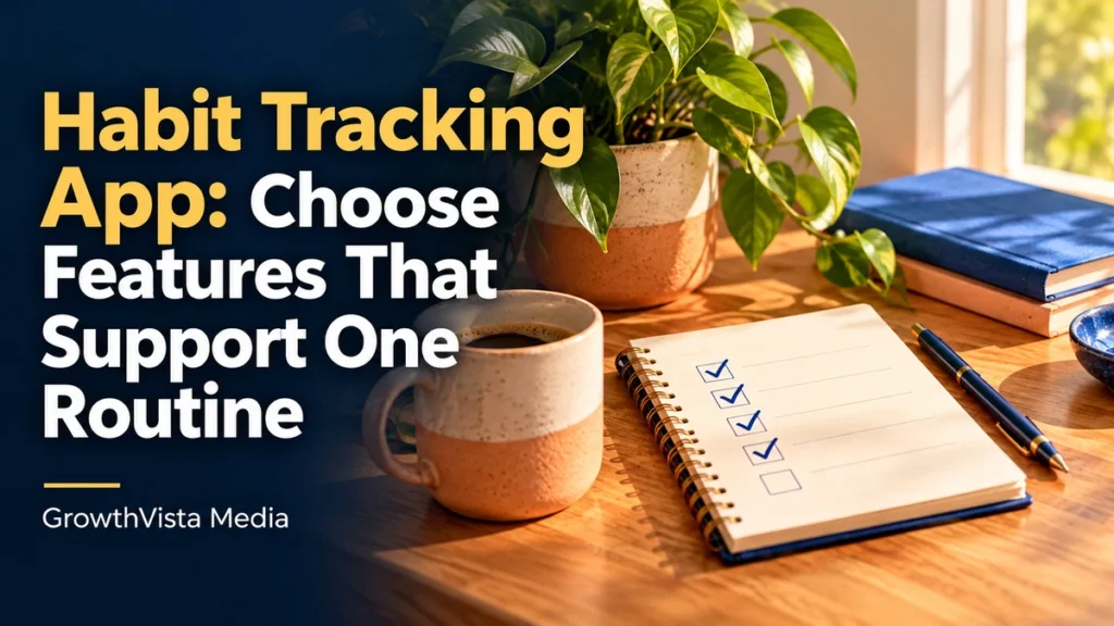 Habit Tracking App: Choose Features That Support One Routine: title over an editorial scene